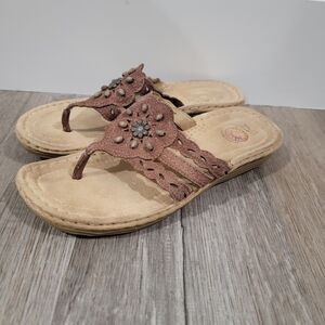 Earth Spirit Womens Wedge Sandals Size 9.5 Leather Boho Indi Hippie Festival